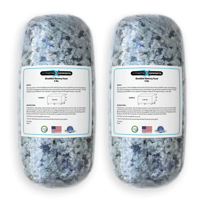 Xtreme Comforts 10 LBS Bean Bag Filler w/Shredded Memory Foam Filling - Stuffing Material for Couch Pillows, Cushions, Bean Bag Refill Poly Fil/Polyfill Stuffing Needs (Ten Pounds) — image 1