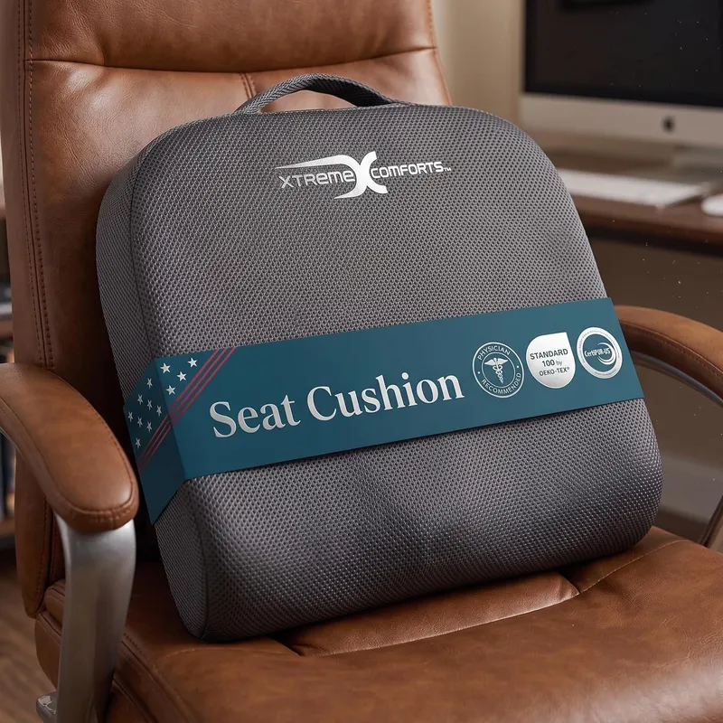 Xtreme Comforts Seat Cushions | Office Chair Cushions for Desk, Car, Wheelchair| Ergonomic Memory Foam Seat Cushion for Support & Comfort | Helps Improve Sitting Posture for Work & Body Relief — image 1