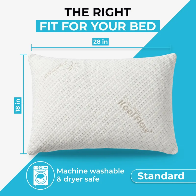 Xtreme Comforts Memory Foam Pillows | GREENGUARD Certified Shredded Foam Fill for Personalized Support | Slim Cooling Bed Pillows for Side, Back & Stomach Sleepers | 2 Queen Size Pillows — image 2