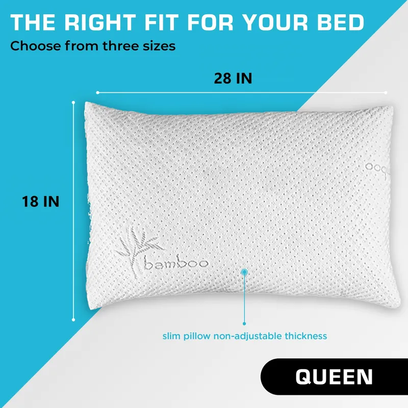 Xtreme Comforts Memory Foam Pillows Made in The USA - Queen Size, Slim Cooling Pillow for Sleeping on Side, Back & Stomach - Firm and Soft Bed Pillows — image 2
