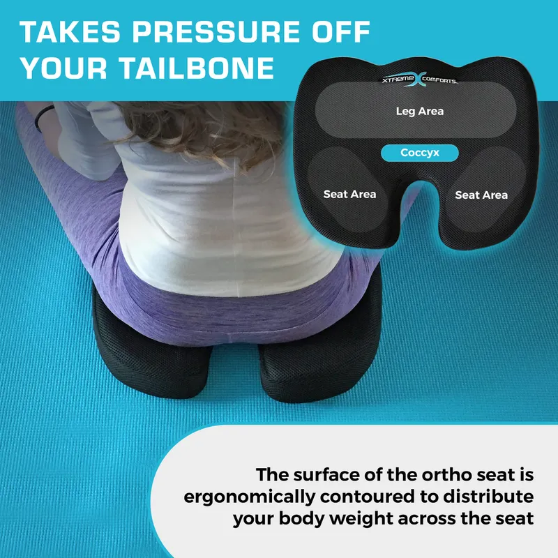 Xtreme Comforts Seat Cushions | Office Chair Cushions for Desk, Car, Wheelchair| Ergonomic Memory Foam Seat Cushion For Support & Comfort | Helps Improve Sitting Posture for Work & Body Relief — image 2