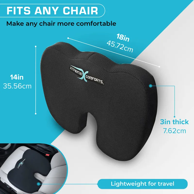 Xtreme Comforts Seat Cushion, Tailbone Relaxer - Coccyx Cushion for Tailbone Pain Desk, Wheelchair & Car Use - Back Support Pillow for Chair — image 2