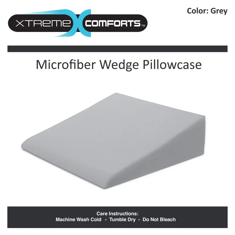 Xtreme Comforts Wedge Pillow Cover - Allergy-Friendly & Easy to Clean Cover - Fits Our (27" x 25" x 7") Wedge Pillow - Light Grey — image 3