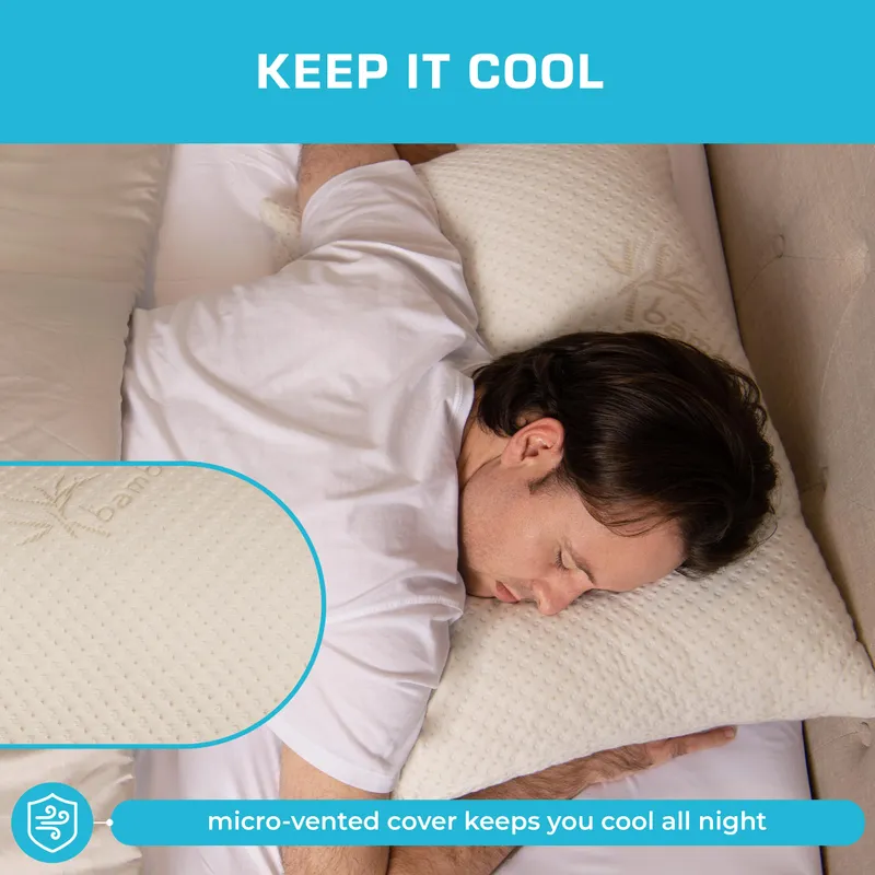 Xtreme Comforts Memory Foam Pillows Made in The USA - King Size, Slim Cooling Pillow for Sleeping on Side, Back & Stomach - Firm and Soft Bed Pillows — image 5