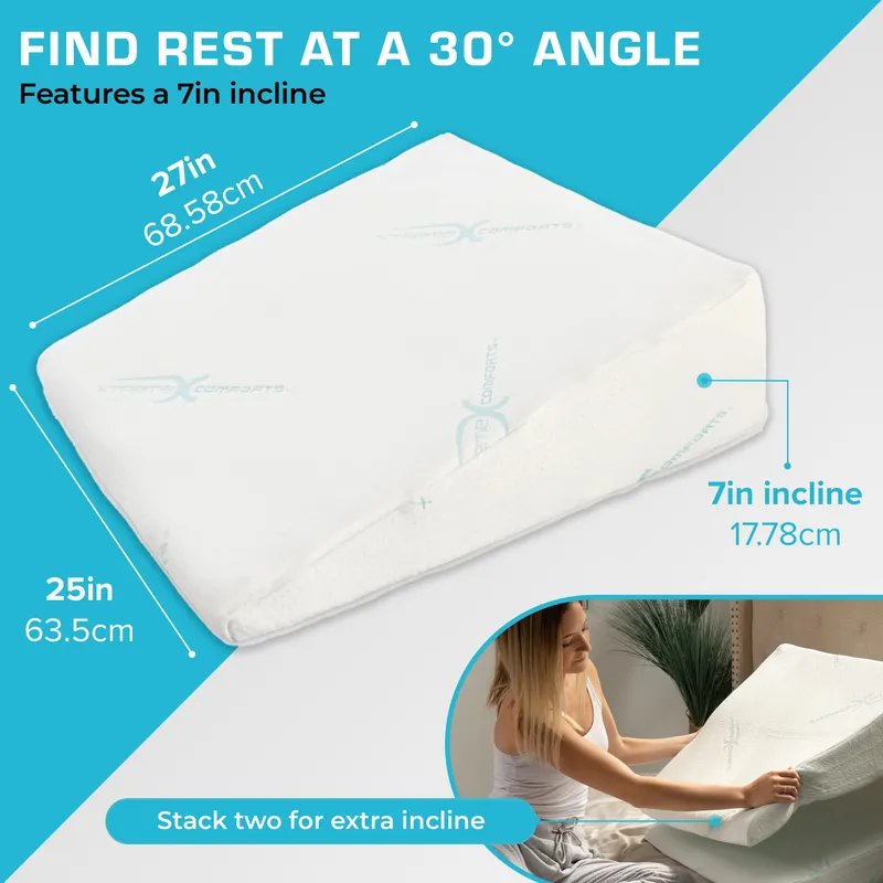 Xtreme Comforts Wedge Pillow Headboard | 7 Inch Bed Wedge Pillow Cushion for Sleeping, Reading, and Lounging | Multi-Use Support for Upright Rest, Back Support & Leg Elevation — image 5