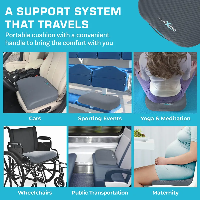 Xtreme Comforts Seat Cushions | Office Chair Cushions for Desk, Car, Wheelchair| Ergonomic Memory Foam Seat Cushion for Support & Comfort | Helps Improve Sitting Posture for Work & Body Relief — image 6
