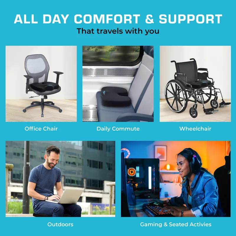 Xtreme Comforts Seat Cushion, Tailbone Relaxer - Coccyx Cushion for Tailbone Pain Desk, Wheelchair & Car Use - Back Support Pillow for Chair — image 6