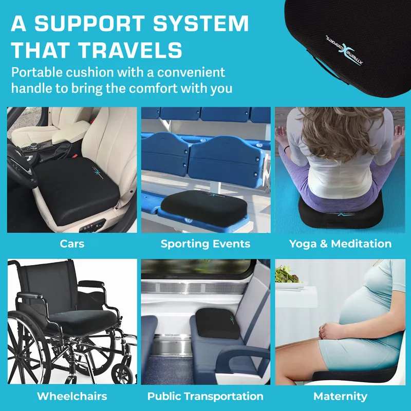 Xtreme Comforts Seat Cushions | Office Chair Cushions for Desk, Car, Wheelchair| Ergonomic Memory Foam Seat Cushion for Support & Comfort | Helps Improve Sitting Posture for Work & Body Relief (1 Pc) — image 6