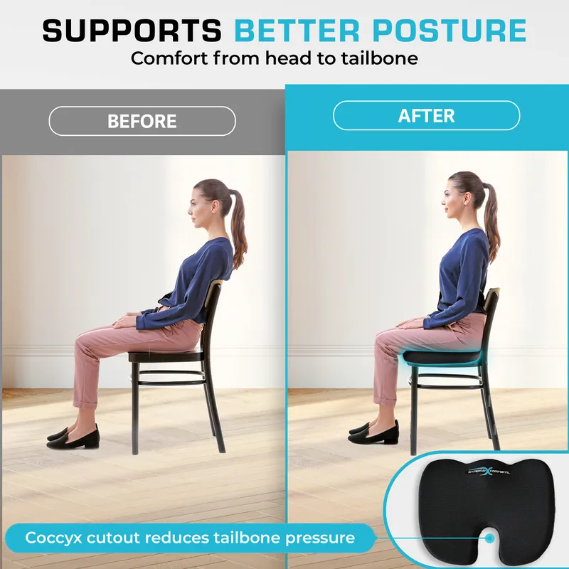 Xtreme Comforts Seat Cushion, Tailbone Relaxer - Coccyx Cushion for Tailbone Pain Desk, Wheelchair & Car Use - Back Support Pillow for Chair — image 7