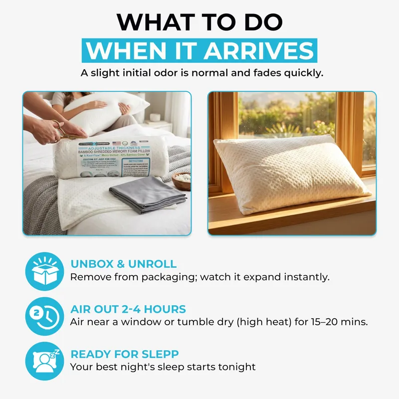 Xtreme Comforts Memory Foam Pillows |GREENGUARD Certified Adjustable Shredded Foam Fill for Personalized Support |King Bed Pillows for Side,Back & Stomach Sleepers |Removable Cover |Pillows King Size — image 7
