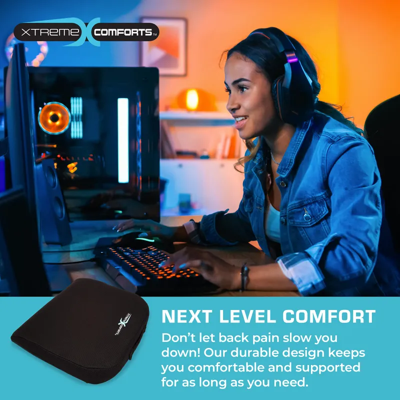 Xtreme Comforts Seat Cushions | Office Chair Cushions for Desk, Car, Wheelchair| Ergonomic Memory Foam Seat Cushion for Support & Comfort | Helps Improve Sitting Posture for Work & Body Relief (1 Pc) — image 8